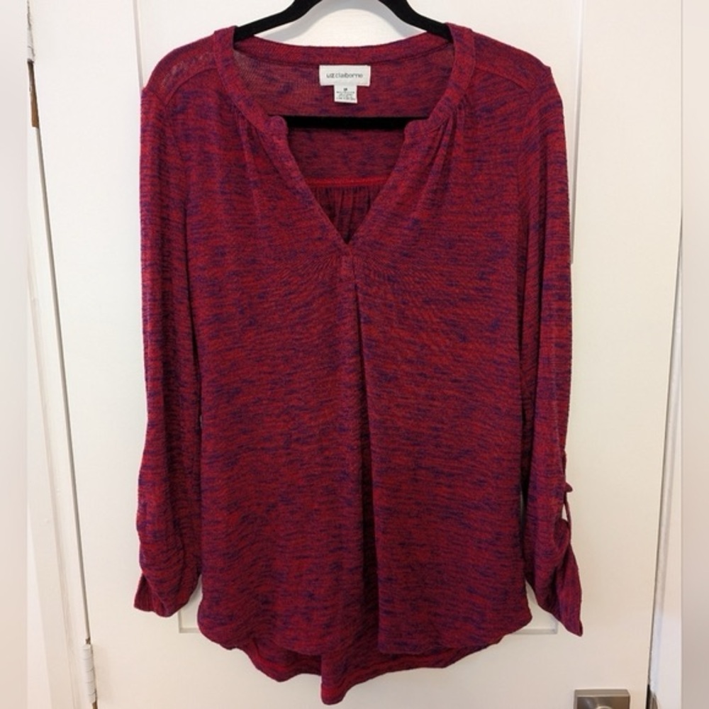 Liz Claiborne Red   &   Purple Knit Top
